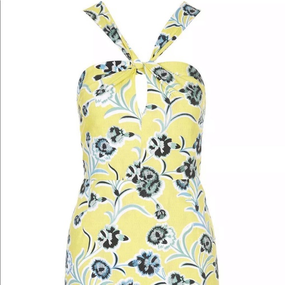 Topshop Sunshine Yellow and Blue Floral Dress Sz 8 - Picture 2 of 5